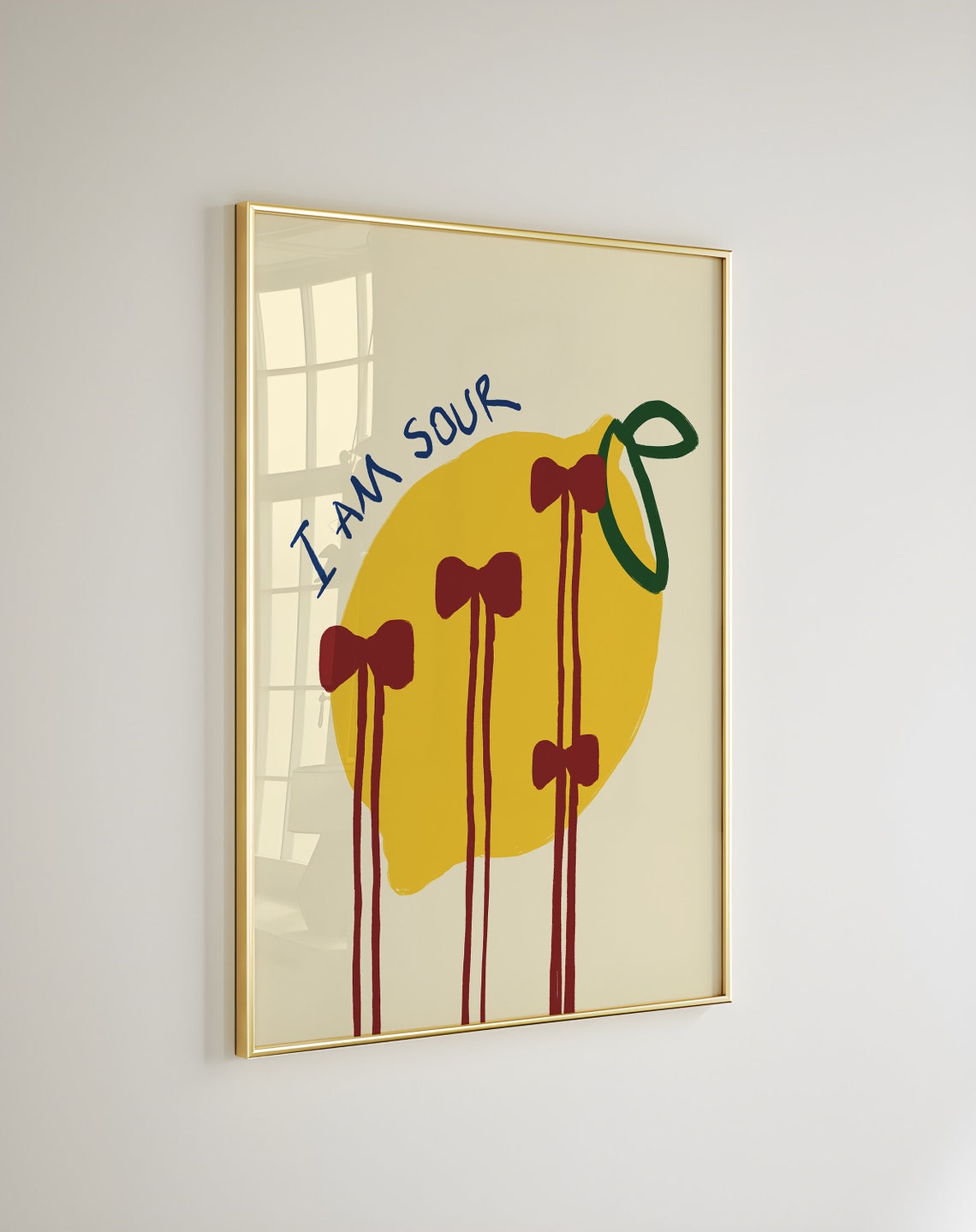 I Am Sour Lemon with Burgundy Bows Coquette Fruit Wall Poster - Image 3