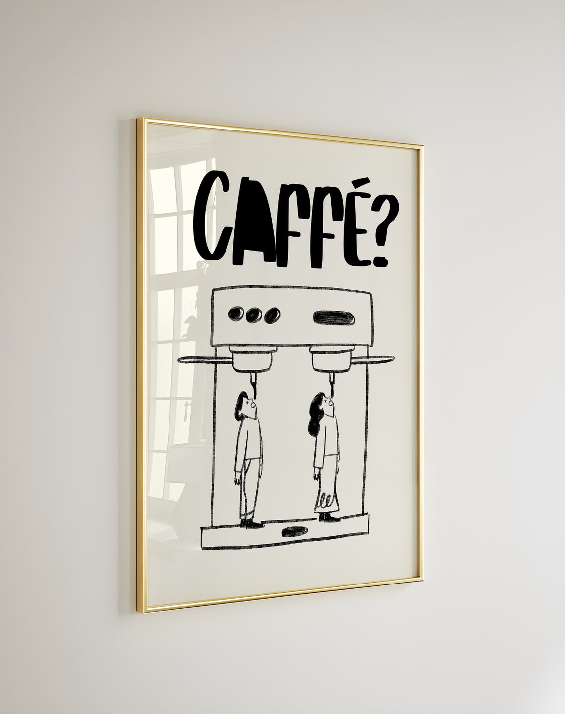 Caffe Question Funny Espresso Doodle People Kitchen Art Poster - Image 3