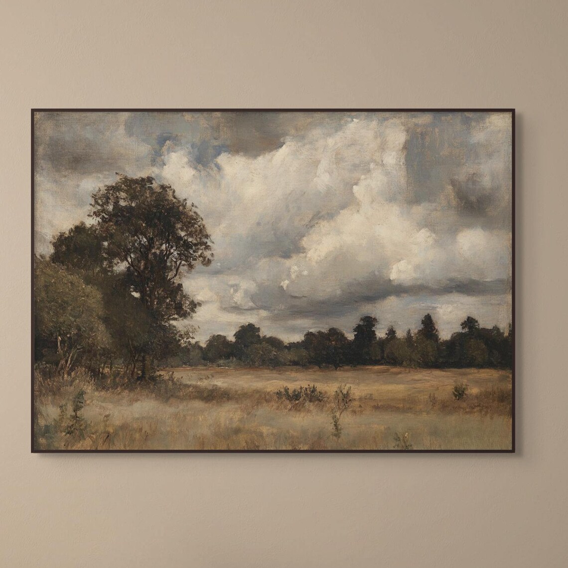 Dramatic Storm Clouds Over Trees Vintage Moody Countryside Poster