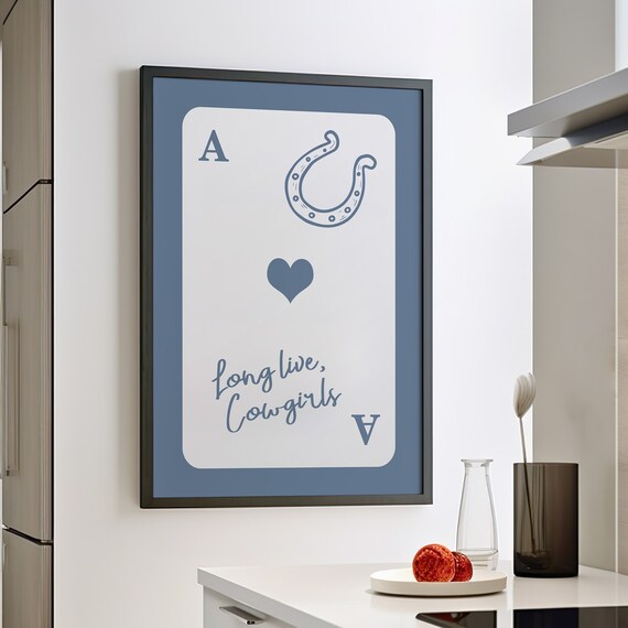 Ace Of Hearts Coastal Cowgirl Blue Playing Card Quote Poster