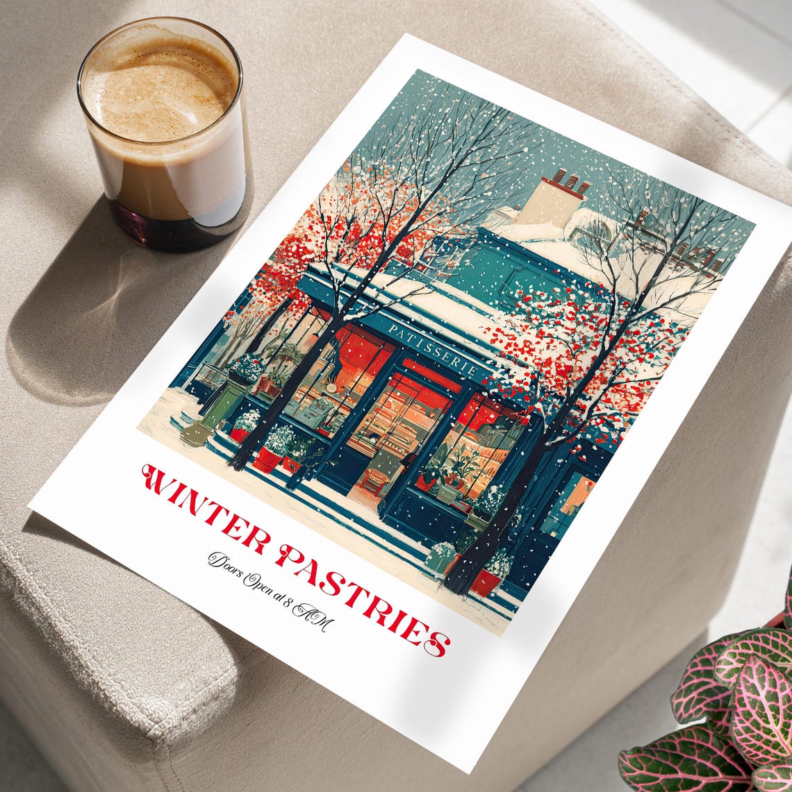 Snowy Paris Patisserie Winter Pastries Bakery Christmas Poster