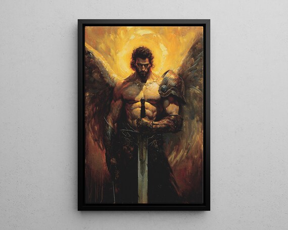 Archangel Michael Warrior Angel With Sword Oil Painting Poster