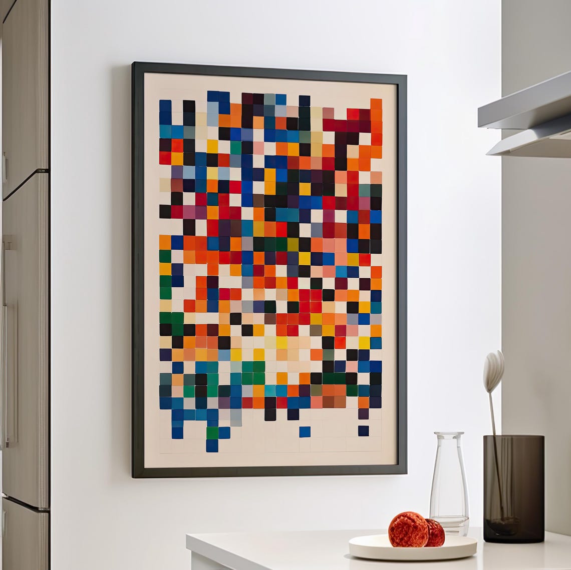 Colorful Pixel Wall Art Poster Or Canvas Print Square Pattern Abstract Geometric Decor Vibrant Mosaic Style