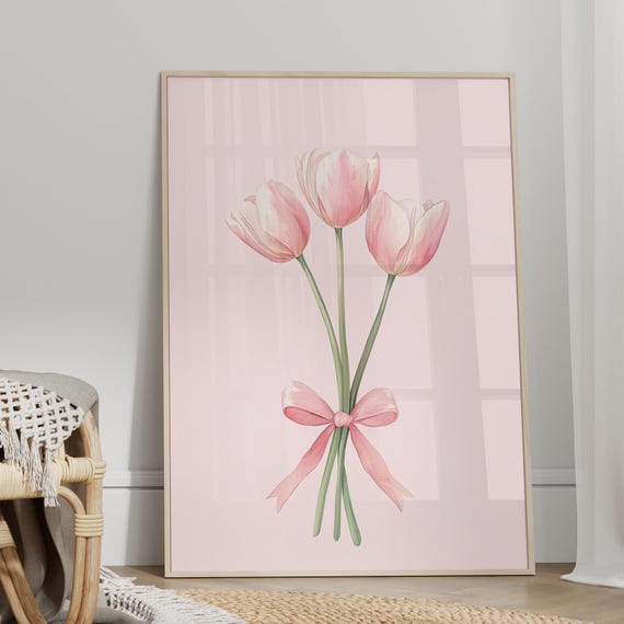 Coquette Tulip Room Decor Poster Or Canvas Print Trendy Soft Girl Pink Girly Y2k Cute Love Shack Fancy Dorm Gifts For Gallery Wall Art