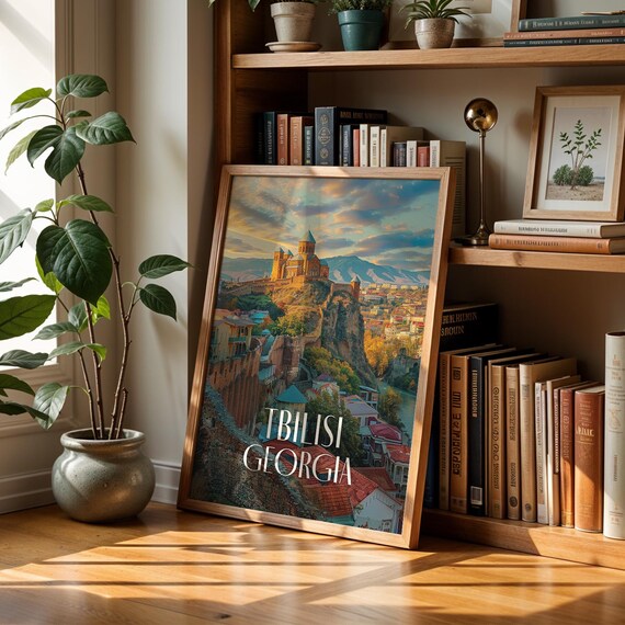 Tbilisi Georgia Cityscape Print Narikala Fortress Travel Poster