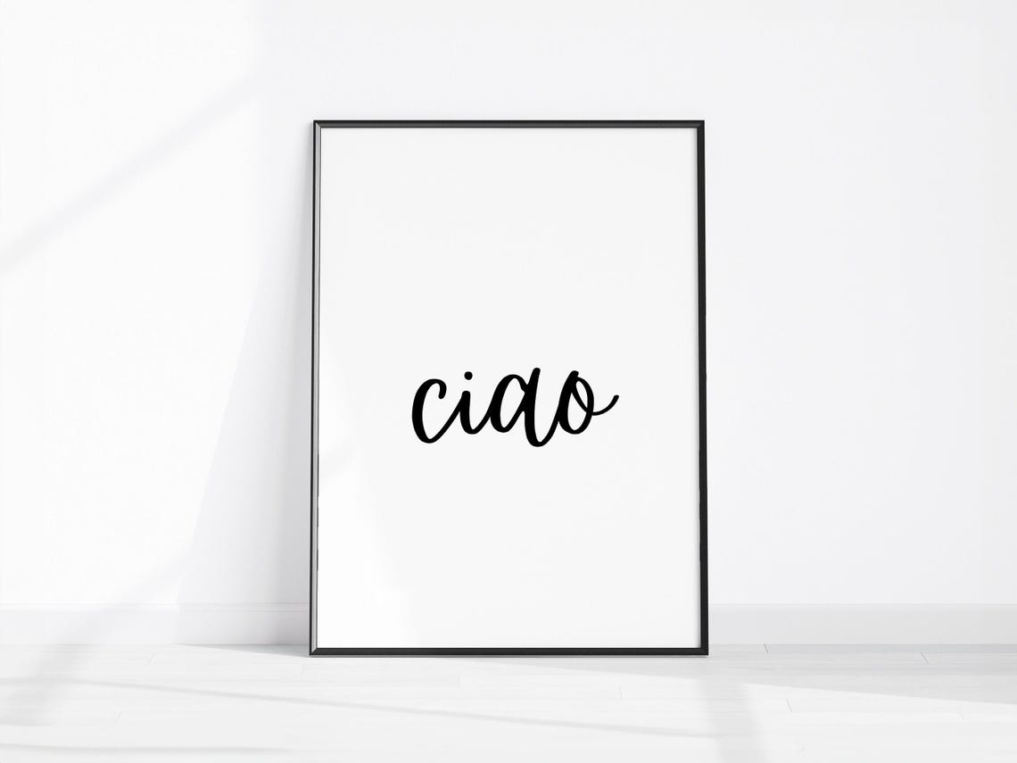 Ciao Script Minimalist Italian Greeting Entryway Wall Decor Poster