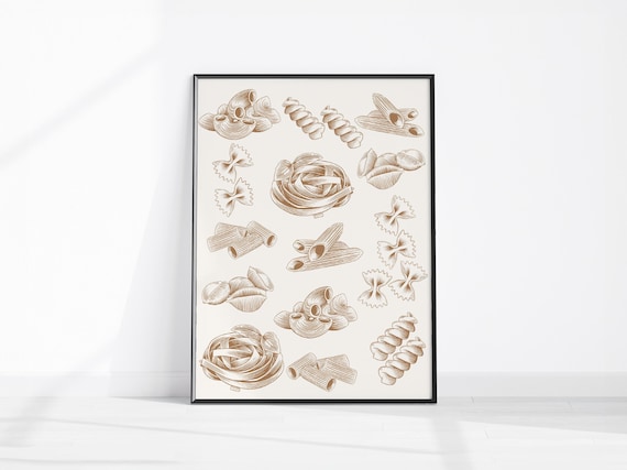Pasta Food Poster Kitchen Art Vintage Wall Dining Room Decor Lover Print Cute Spaghetti Home