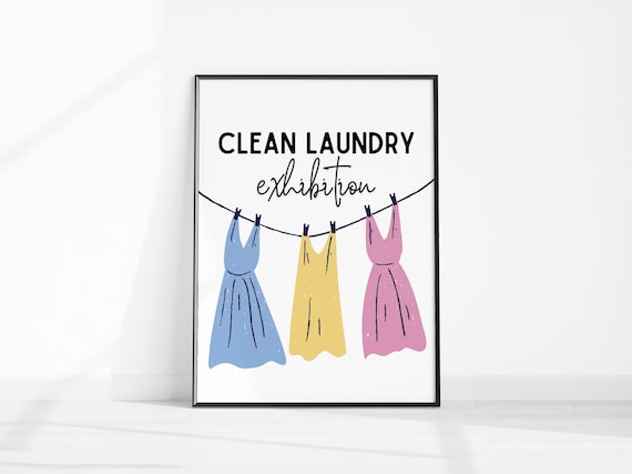 Clean Laundry Exhibition Colorful Dresses Clothesline Funny Wall Art