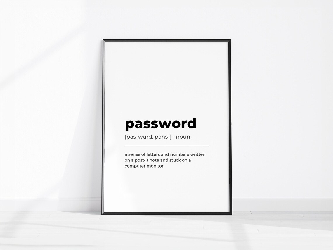 Funny Password Definition Poster with Office Humor Dictionary Style Art