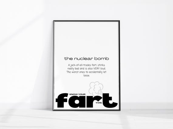 The Nuclear Bomb Funny Fart Description Fun Bathroom Wall Art Farting Definition Home Decor Washroom Print Dorm Room