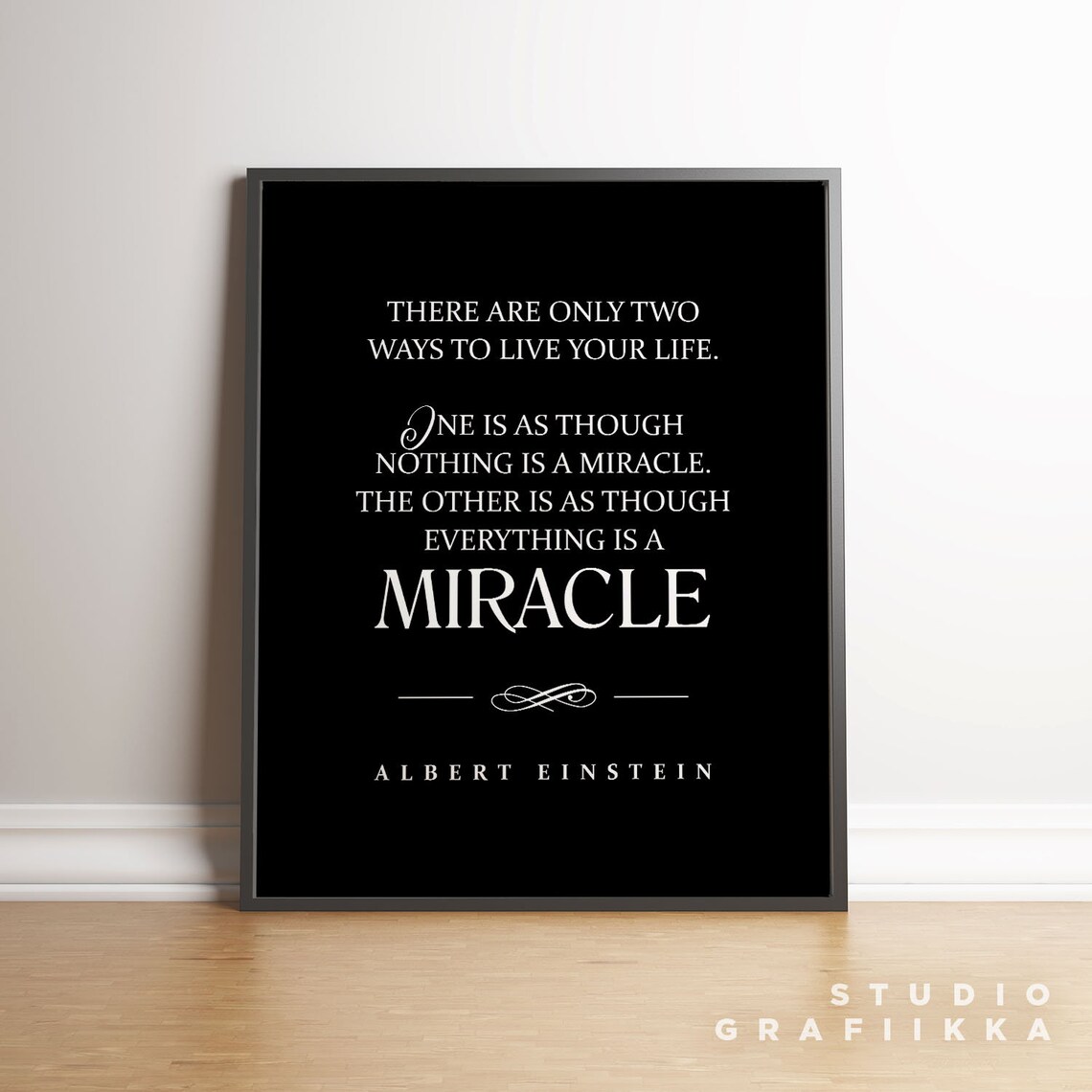 Albert Einstein Quote Print Everything Is A Miracle 2 Minimalist Typographic Print Motivational Inspiring Quote Unframed Poster - Image 2