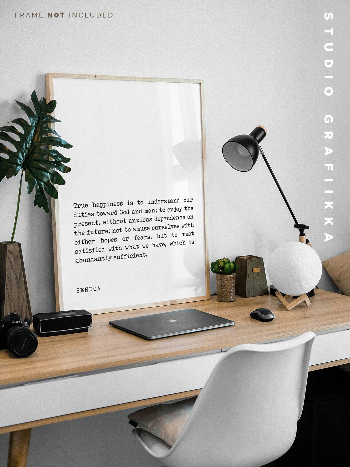 Seneca True Happiness Duty Present Moment Stoic Philosophy Quote Print - Image 2
