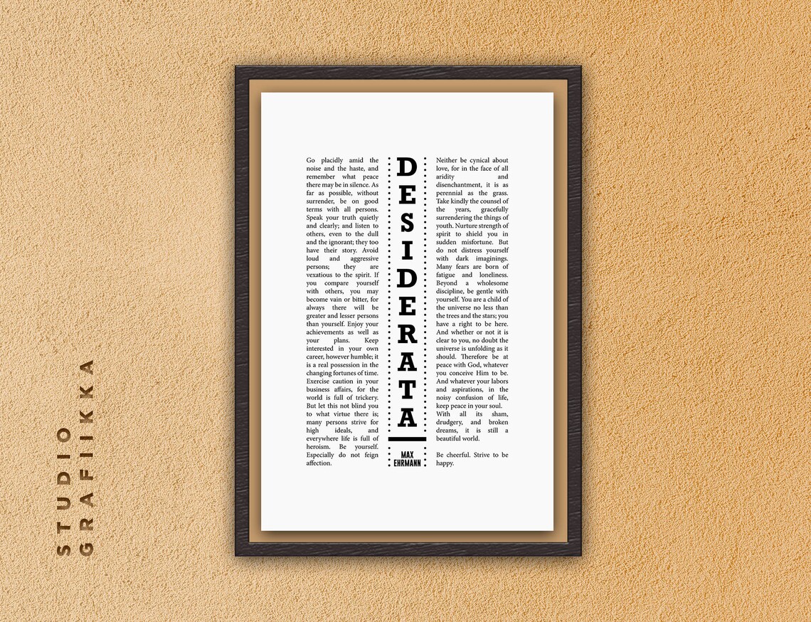Desiderata, Max Ehrmann Typographic Poster - Image 2