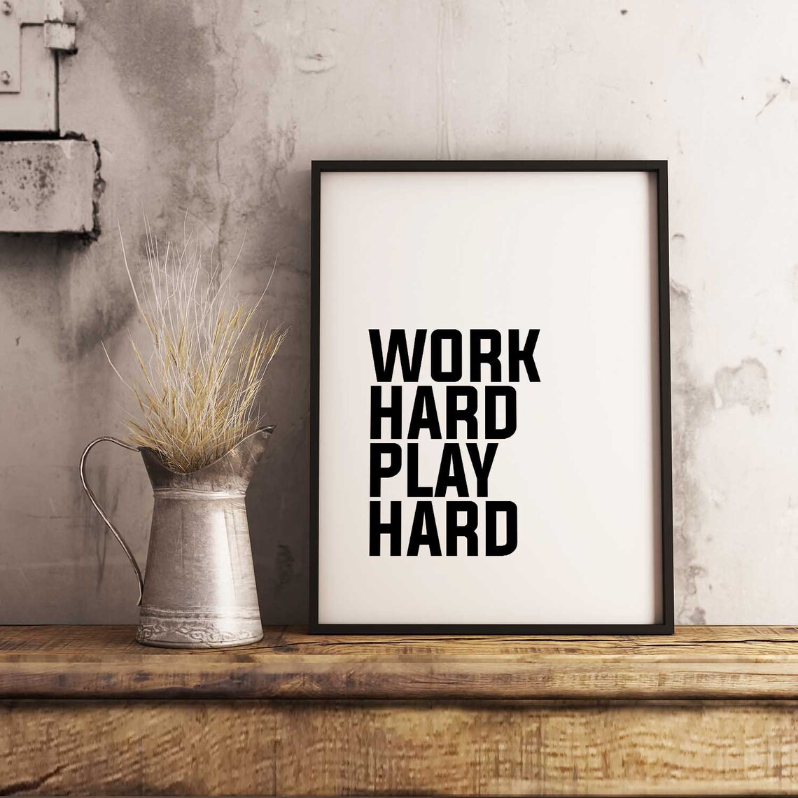 Work Hard Play Hard Inspirational Quote Print Unframed Poster Minimal Poster Typography Motivational Start Up Entrepreneur - Image 2