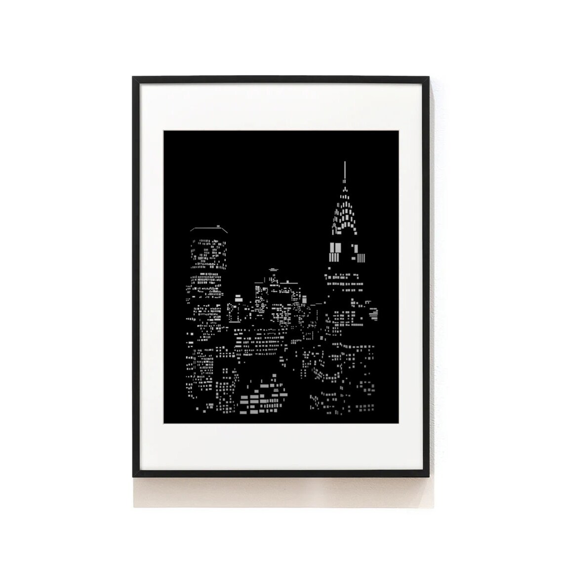 New York City Manhattan Night Skyline Black White Minimalist Art Print - Image 4