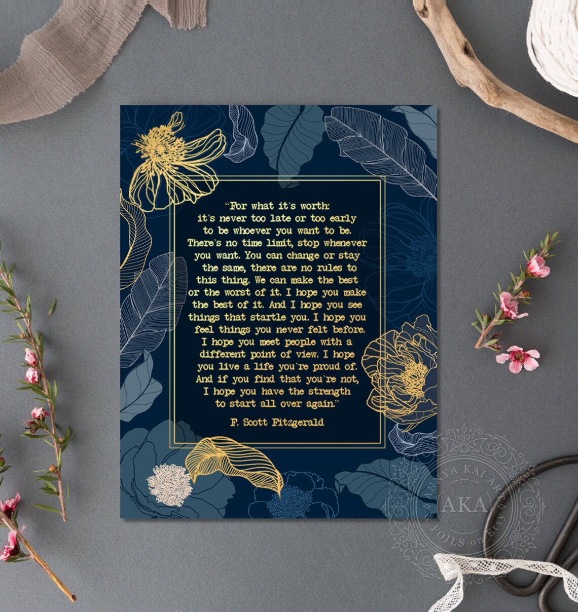 F. Scott Fitzgerald Quote, Great Gatsby Art Print - Image 3