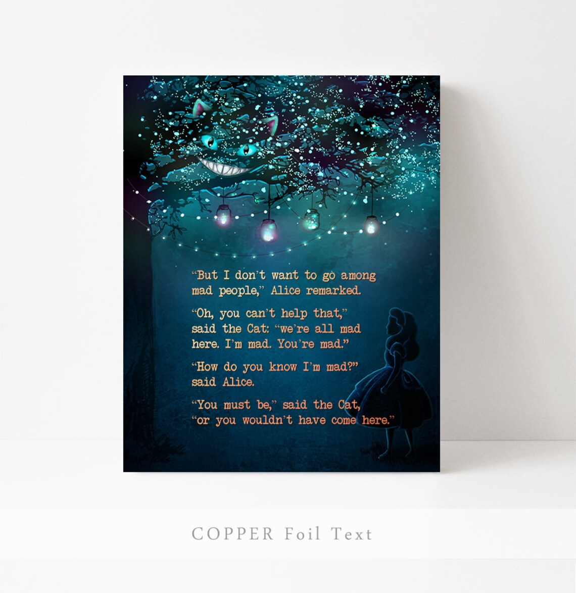 Alice In Wonderland Cheshire Cat Art Print, Mad Here - Image 2