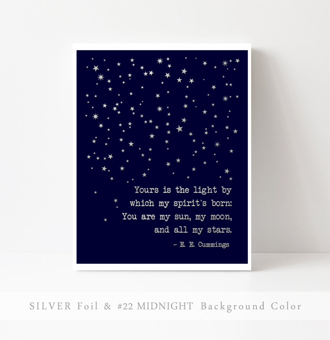 E E Cummings Quote Art Print, Sun Moon and Stars - Image 2