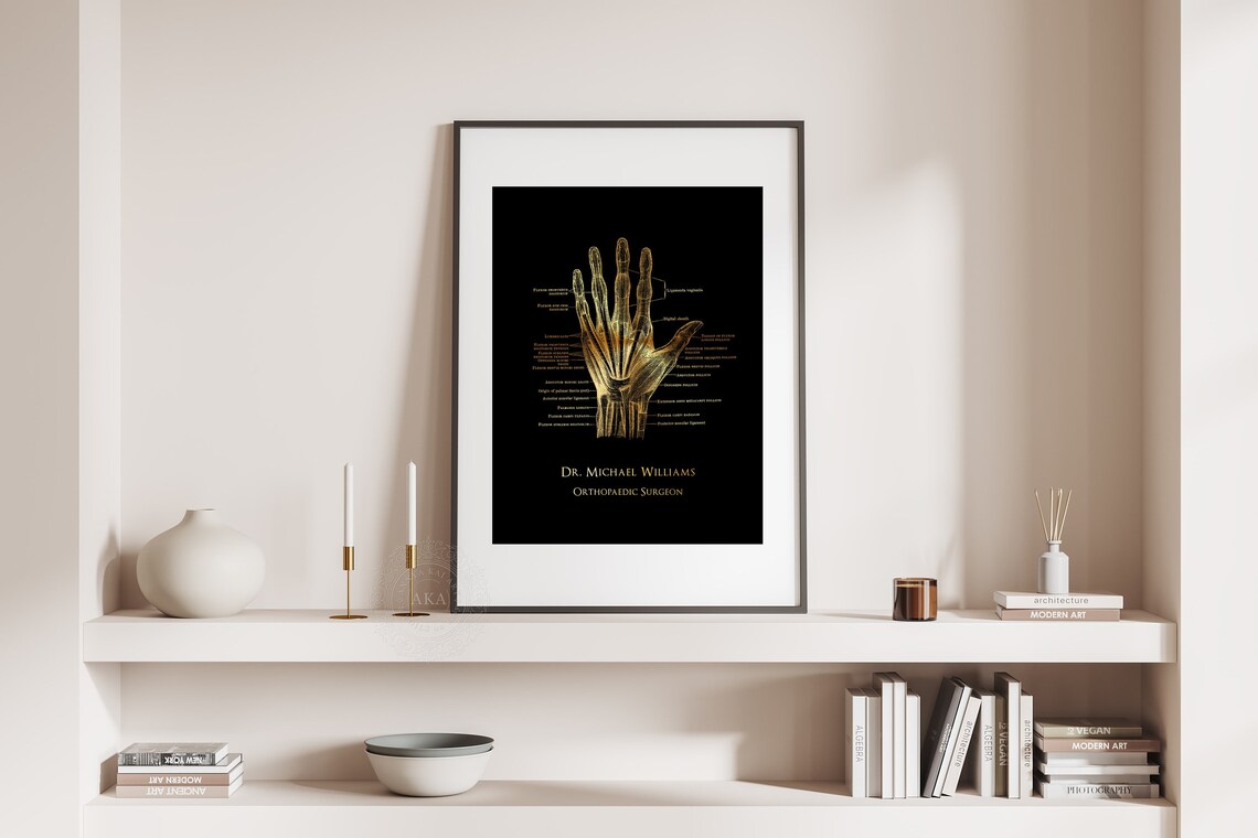 Personalized Hand Anatomy Art Print, Orthopedic Gift - Image 5
