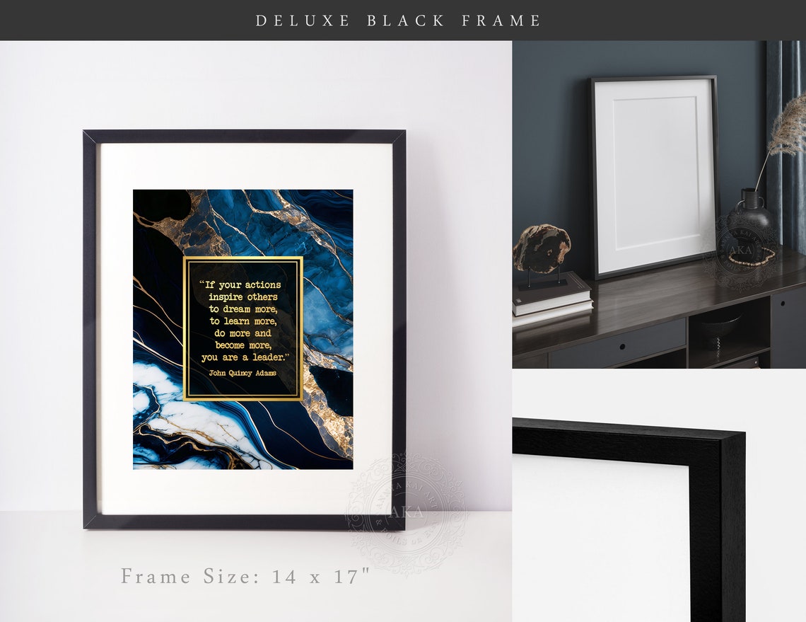 John Quincy Adams Leadership Quote Gold Blue Marble Geode Wall Art - Image 2