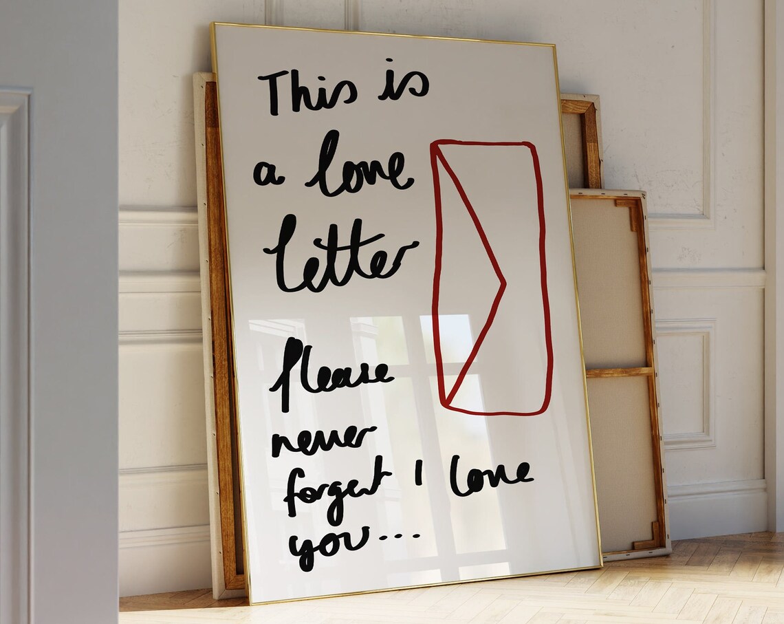Love Letter Art Print, Trendy Apartment Decor