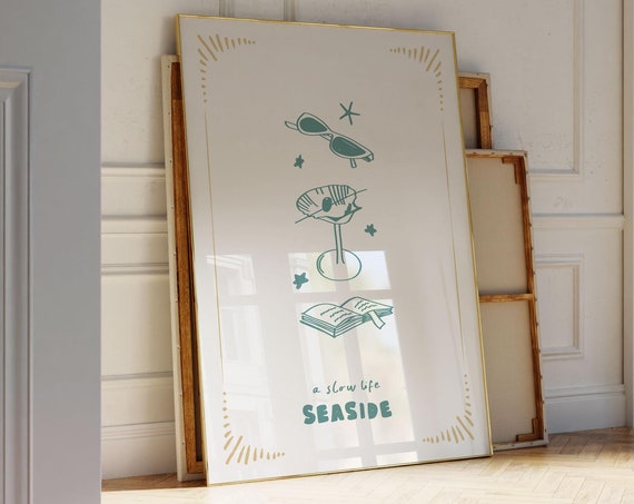 A Slow Living Seaside Print Coastal Wall Art Beach Decor Zen Kitchen Granddaughter