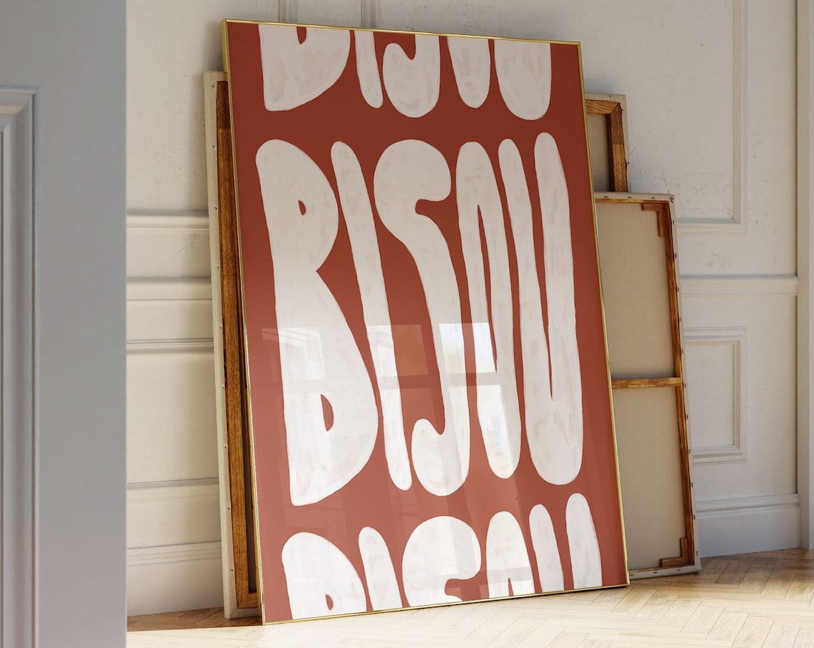 Bisou Poster, Vintage Mid-Century Parisian Art Print