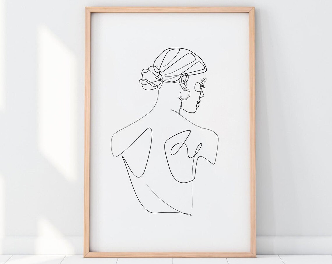 Elegant Woman One Line Drawing Minimalist Female Profile Art Poster - Image 2