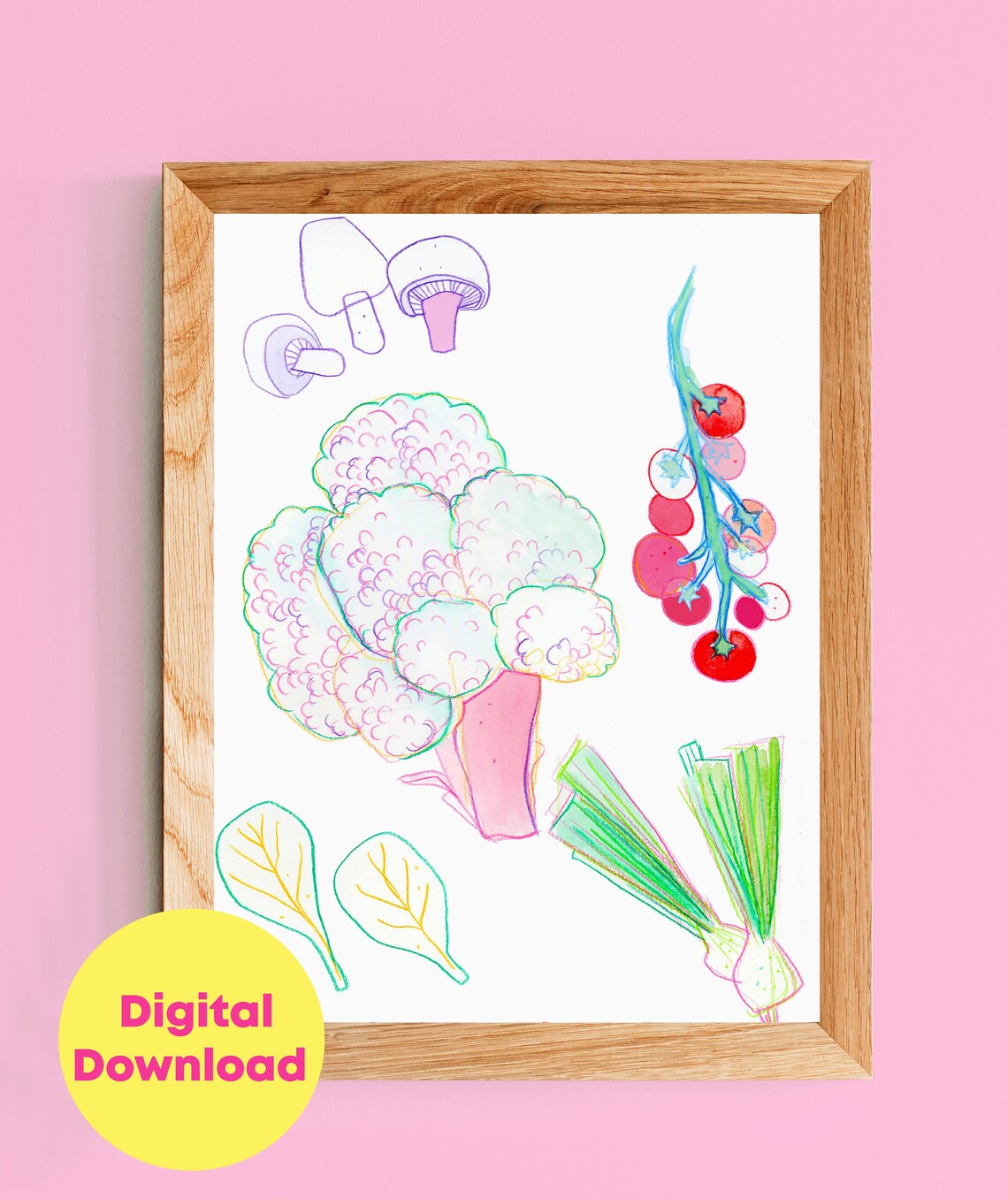 Broccoli Watercolor Kitchen Wall Art Print