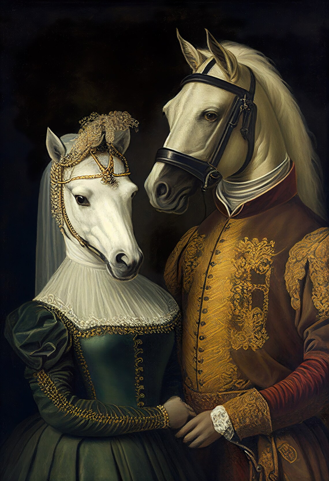 Aristocratic Horse Couple Renaissance Horse Art Print