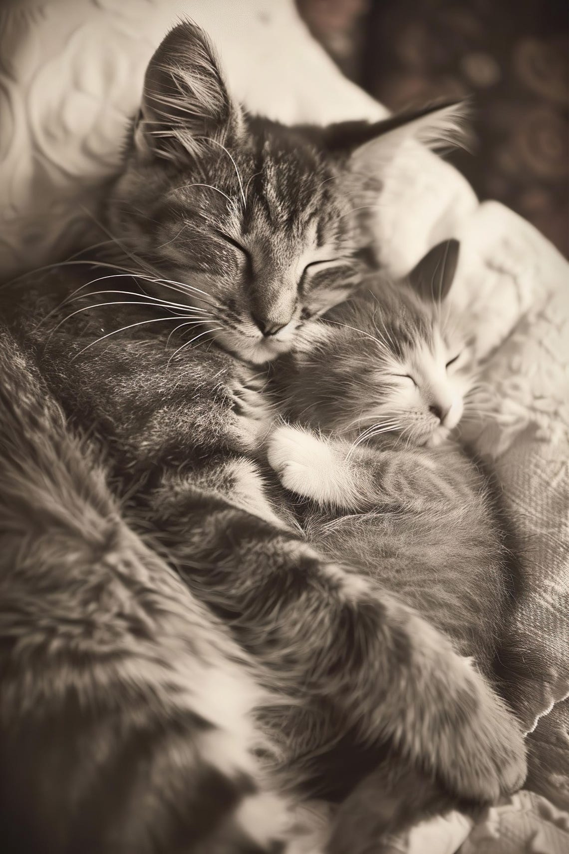 Mom Baby Cat Cute Animal Family Wall Art Nursery Room Bedroom Prints Cute Vintage Style Animal Photo Mommy And Me Ai Art