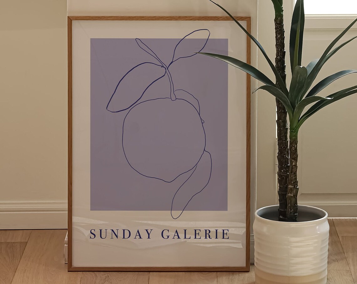Sunday Galerie Lavender Abstract Orange Line Citrus Art Poster