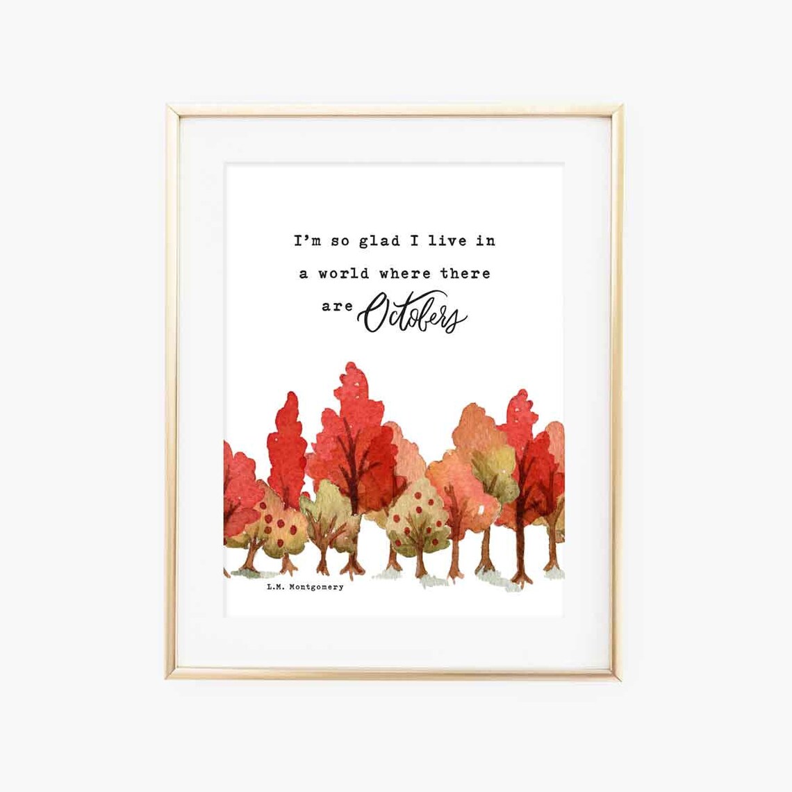 Octobers Fall Colored Leaves Watercolor Poster