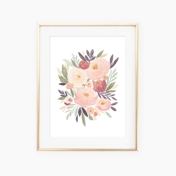 Gratitude Watercolor Floral Art Print