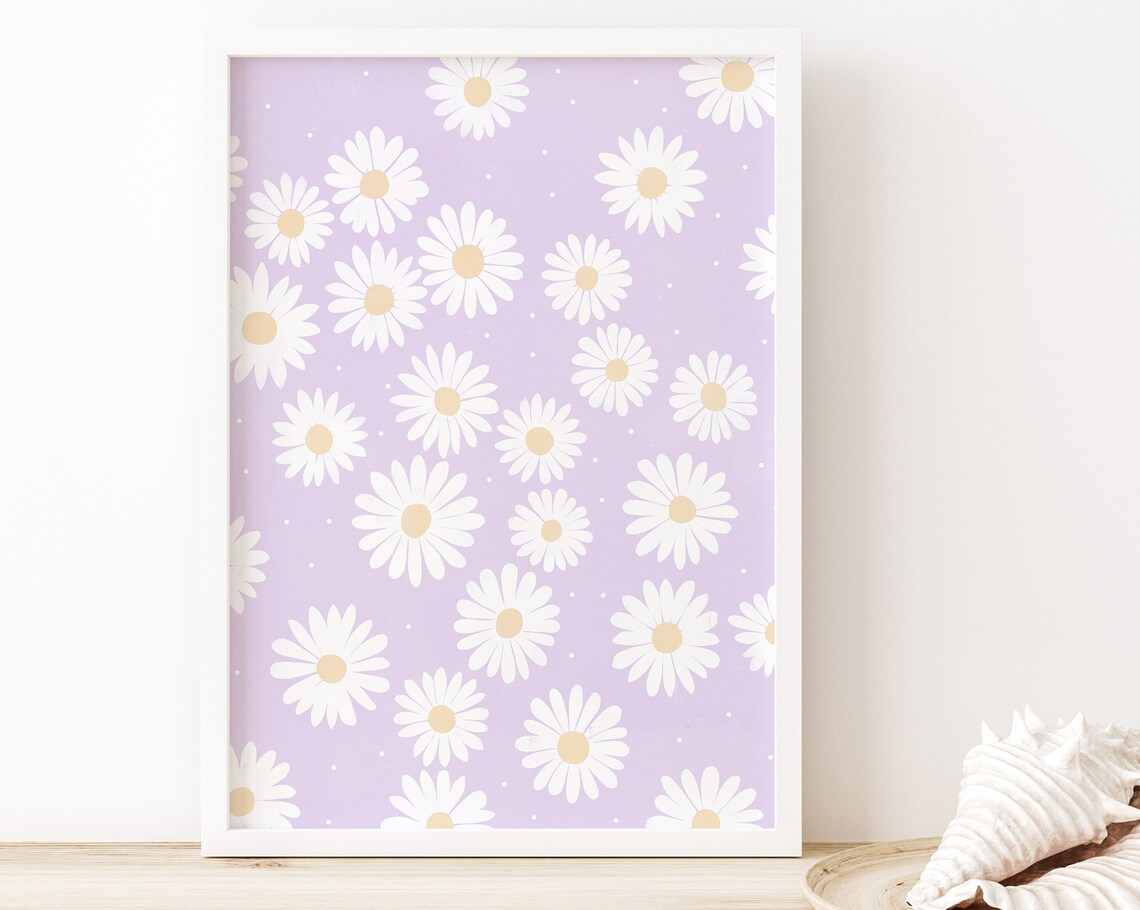 Daisies Danish Pastel Lilac Botanical Art Print