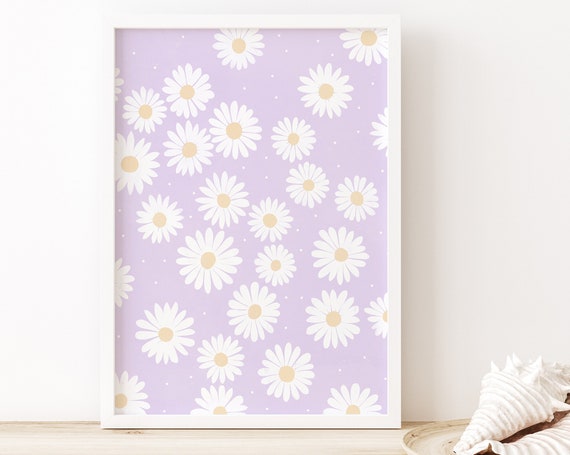 Daisies Danish Pastel Lilac Botanical Art Print