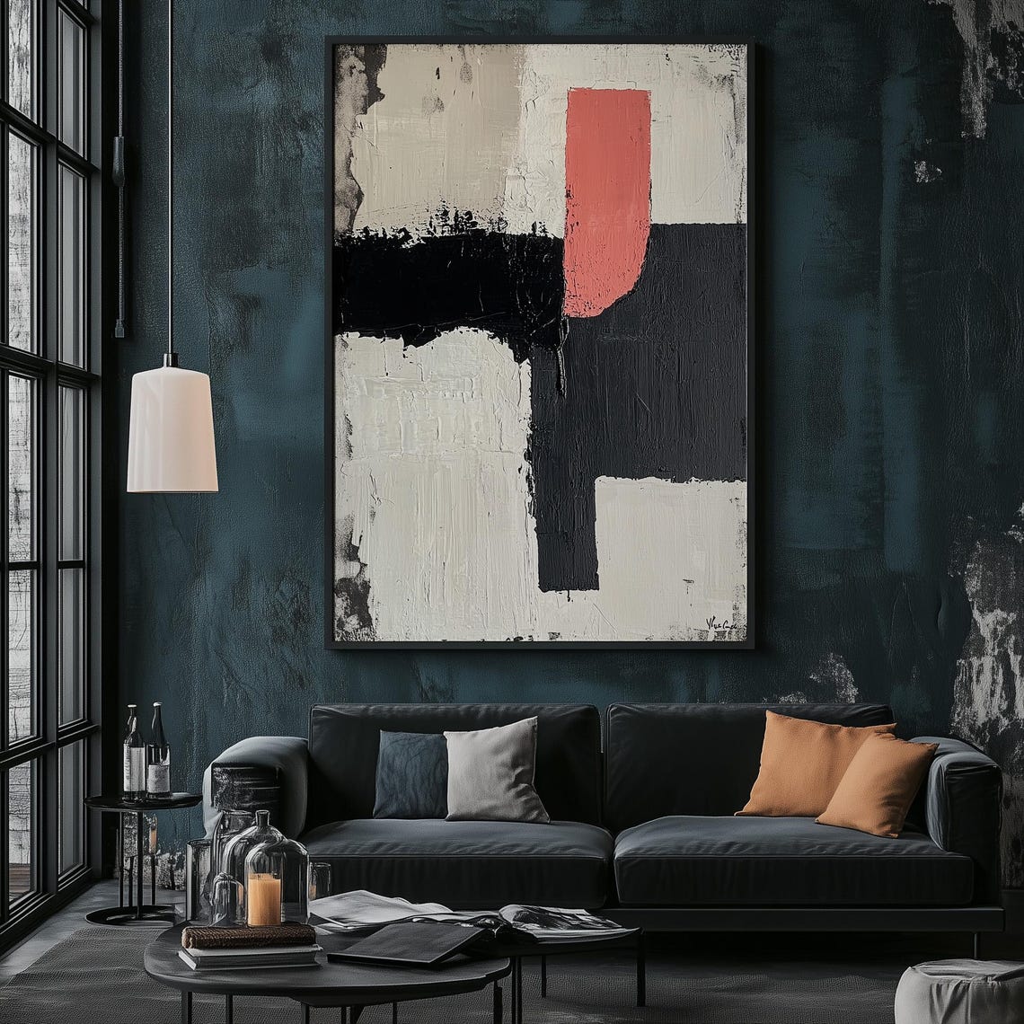Modern Abstract Geometric Oil Painting Wall Art For Living Room Minimalist Large Decor Contemporary Neutral Beige Vibrant Brush Strokes - Image 3