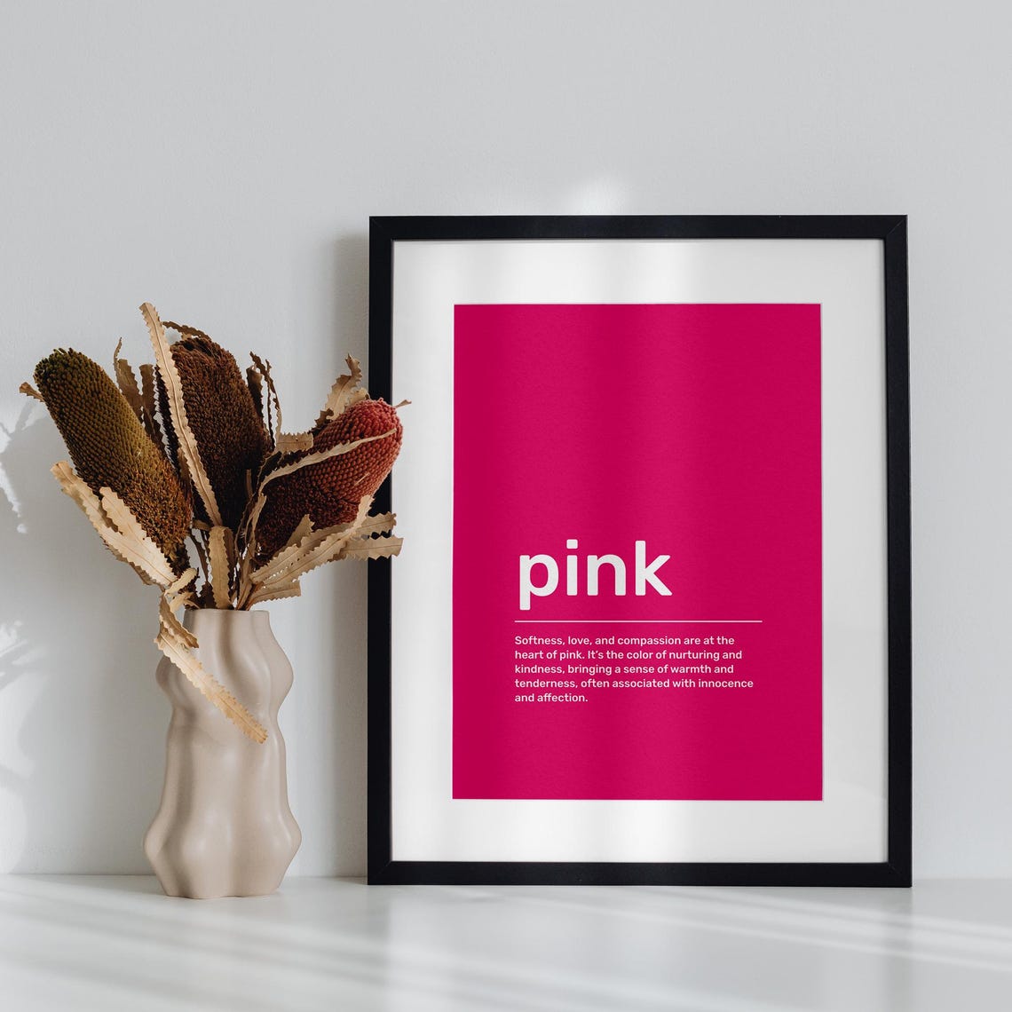 Pink Softness Love Compassion Dictionary Meaning Typography Poster - Image 2