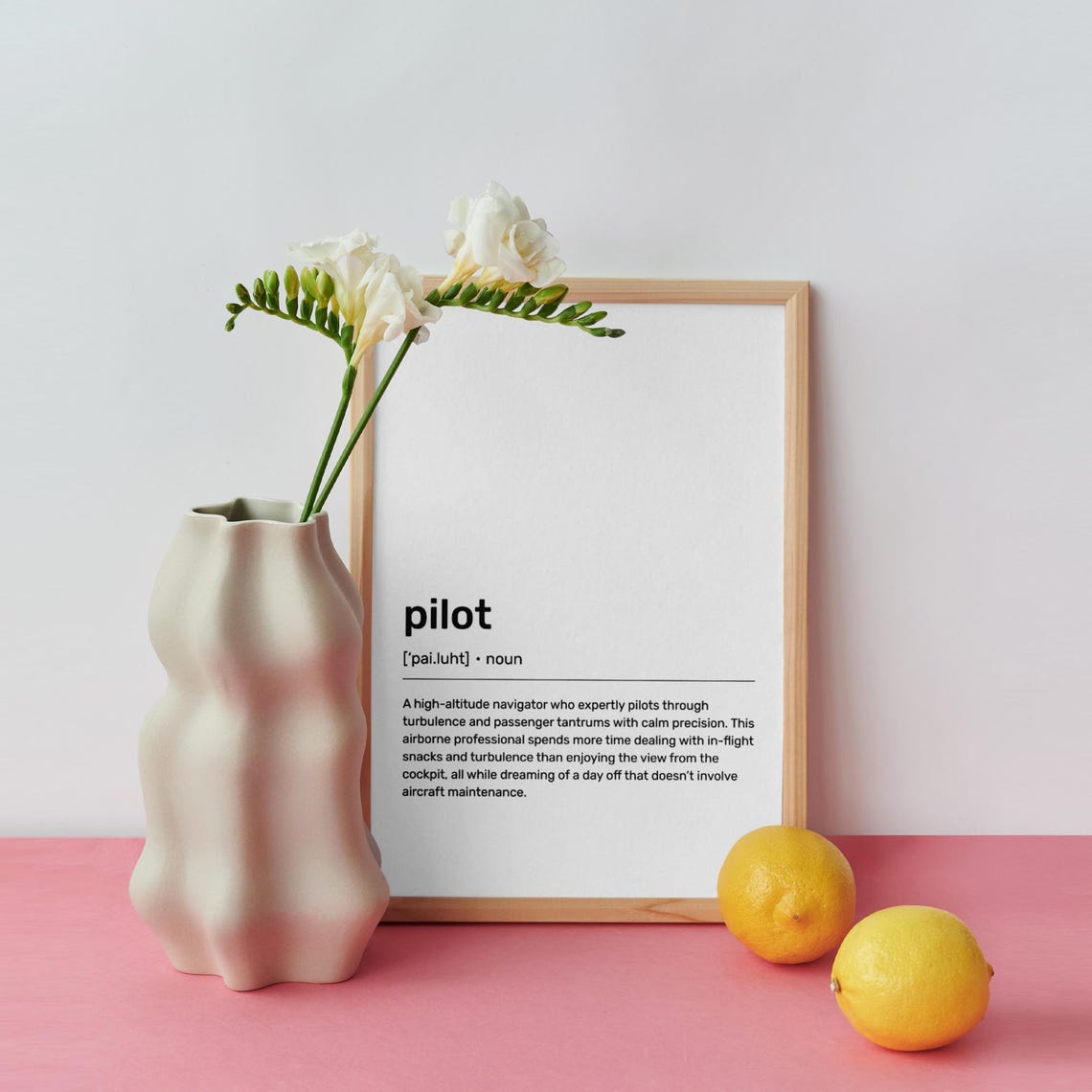 Pilot Dictionary Definition Aviation Humor Typographic Art Poster - Image 3