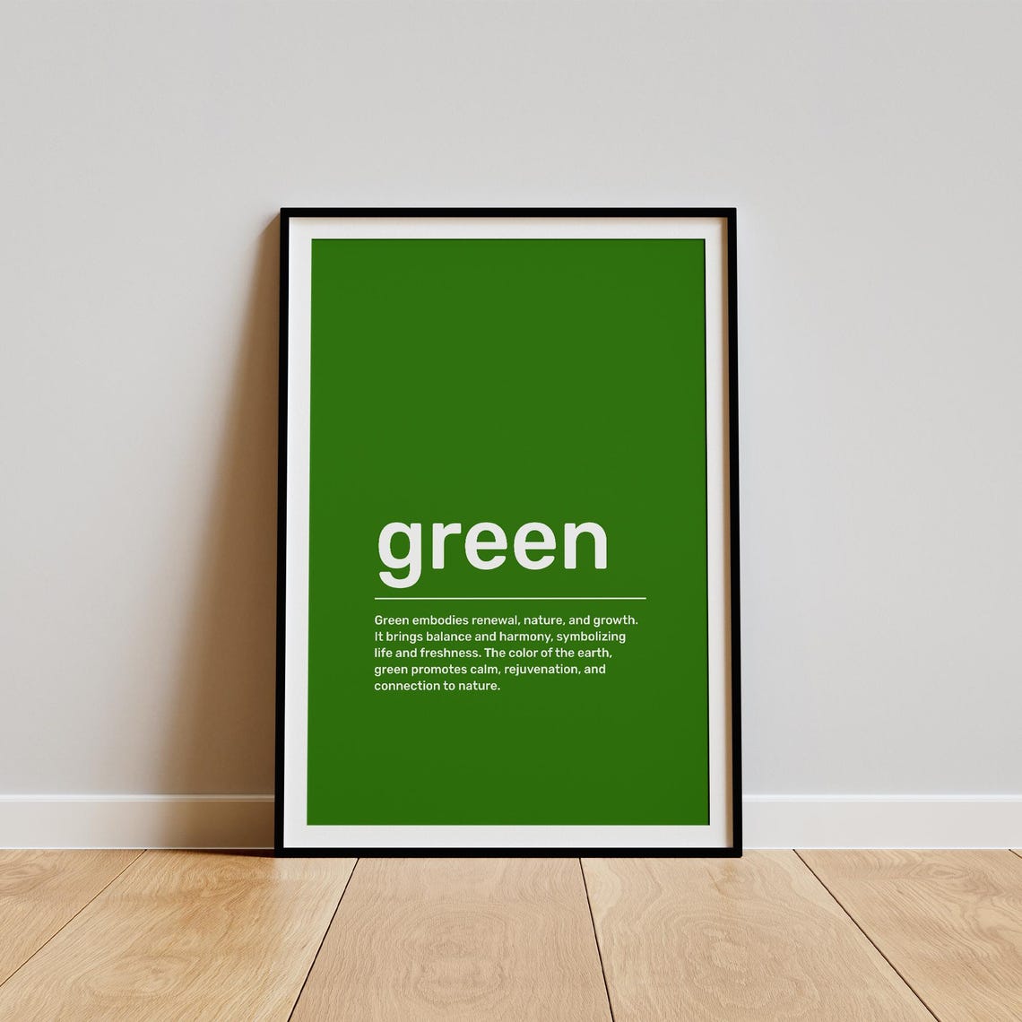 Green Color Definition Dictionary Typography Minimalist Art Print