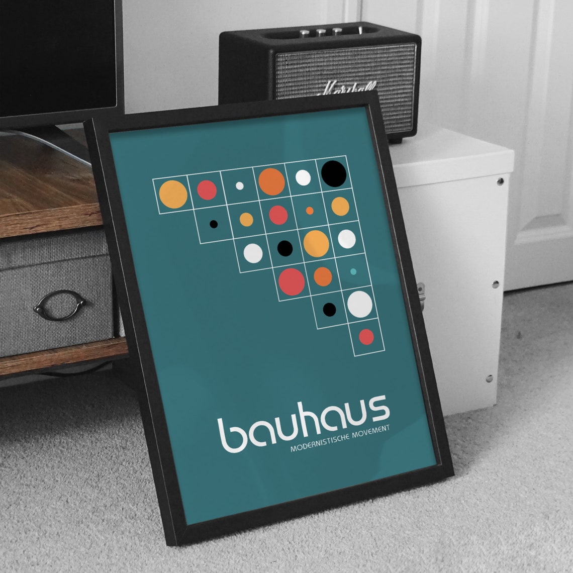 Teal Bauhaus Geometric Circle Grid Modernist Movement Poster - Image 2