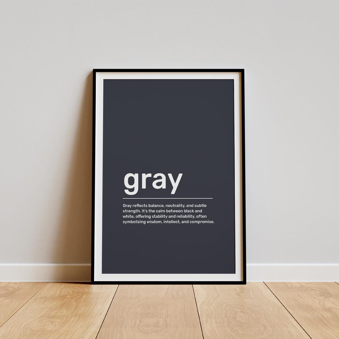 Gray Color Definition Dictionary Typography Minimalist Art Print