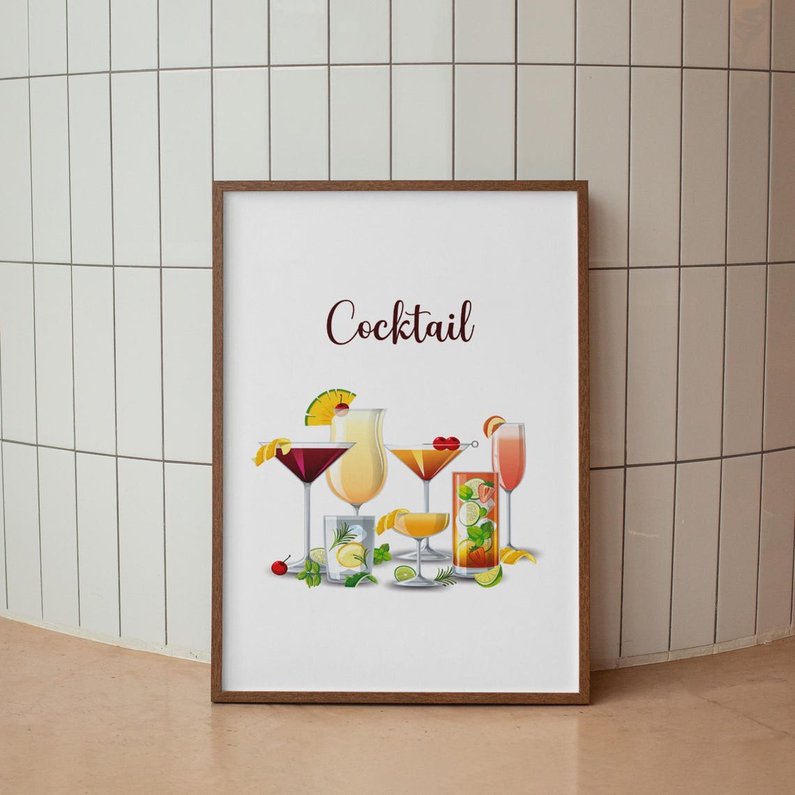 Cocktail Illustrations Collection Home Bar Kitchen Decor Poster