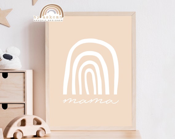 Newborn Art Baby Room Poster Mom And Baby Print Rainbow Wall Decor Print Minimalist Nursery Art Nursery Art Rainbow Boho Decor Wall Art