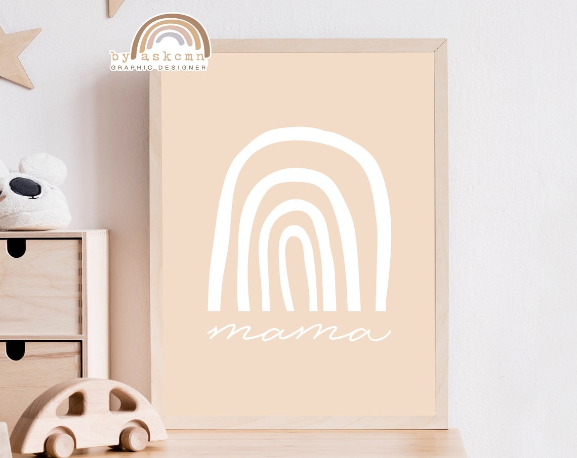 Newborn Art Baby Room Poster Mom And Baby Print Rainbow Wall Decor Print Minimalist Nursery Art Nursery Art Rainbow Boho Decor Wall Art