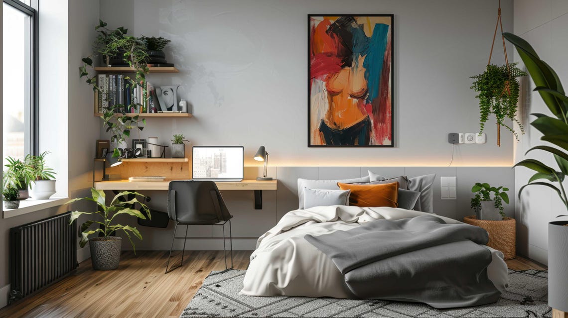 Abstract Female Torso Bold Brushstrokes Red Teal Modern Art Print - Image 4