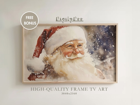Christmas Frame Tv Art Vintage Santa Claus Painting Santa Holiday Tv Decor Winter Screensaver Moody Wallpaper Santa Art
