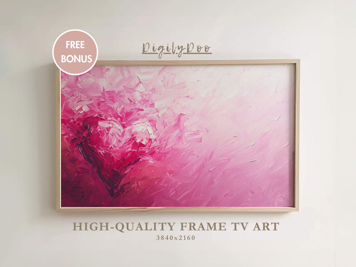 Pink Impasto Heart Abstract Textured Romantic Valentine Poster