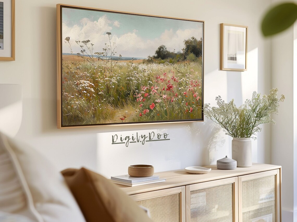 Vintage Country Summer Meadow Floral Art Print - Image 3