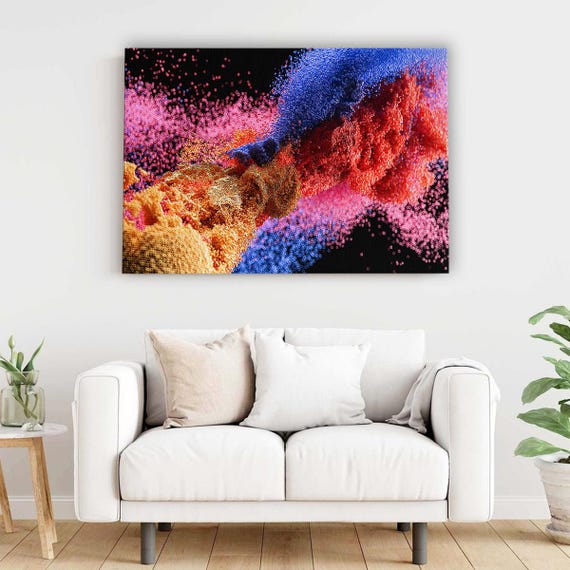 Abstract Color Explosion Modern Vibrant Wall Art Print Decorative Canvas Painting